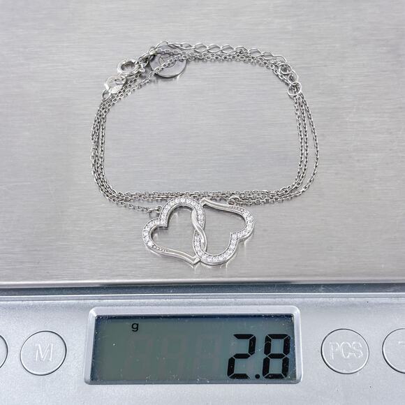 Interlocking Hearts Necklace | Aphrodite's Sterling Silver 925 16”-18” - Picture 6 of 10